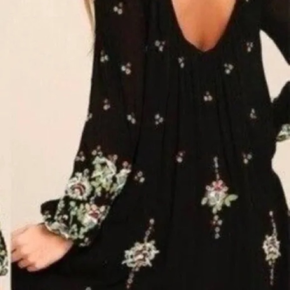 Free People embroidered bell sleeve Oxford tunic dress size xs fits oversized - Picture 3 of 8